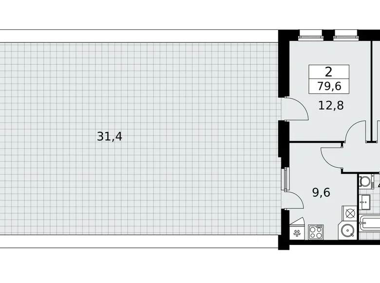 2 room apartment 80 m² Moscow, Russia