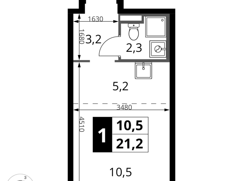 Studio 1 chambre 21 m² Potapovo, Fédération de Russie