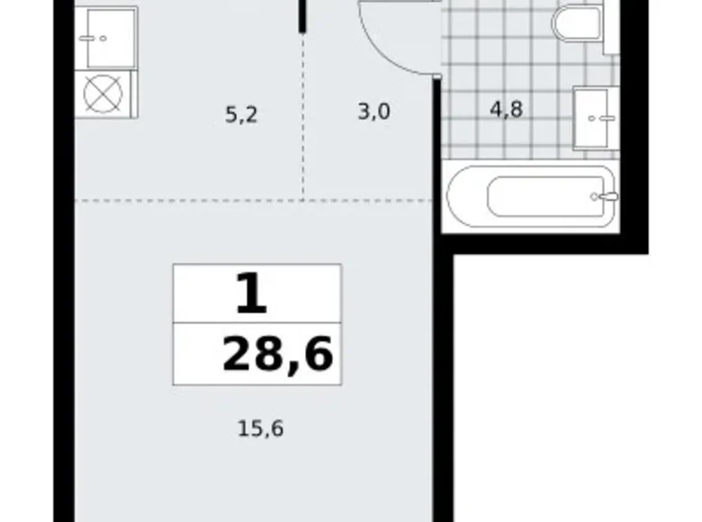 Mieszkanie 1 pokój 29 m² poselenie Sosenskoe, Rosja