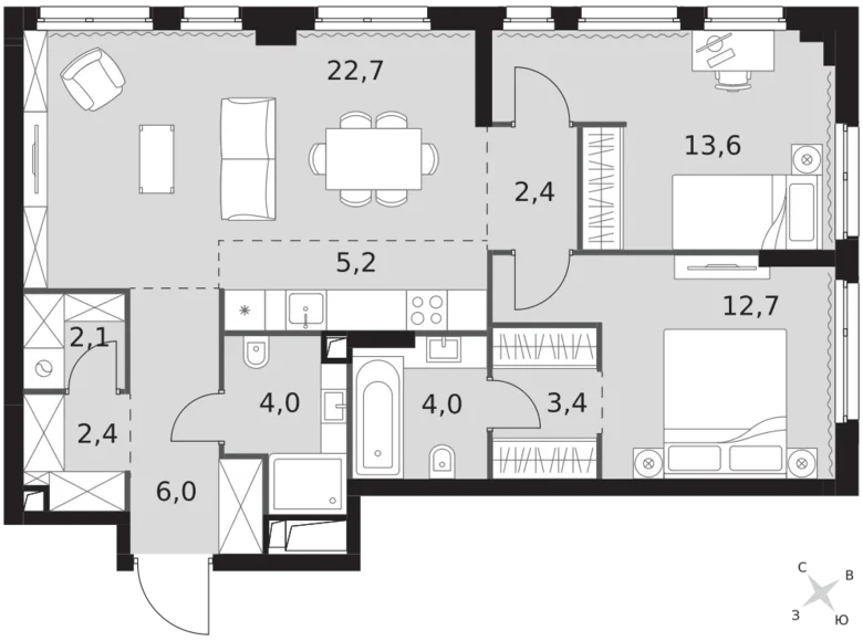 Wohnung 3 zimmer 79 m² Nordwestlicher Verwaltungsbezirk, Russland