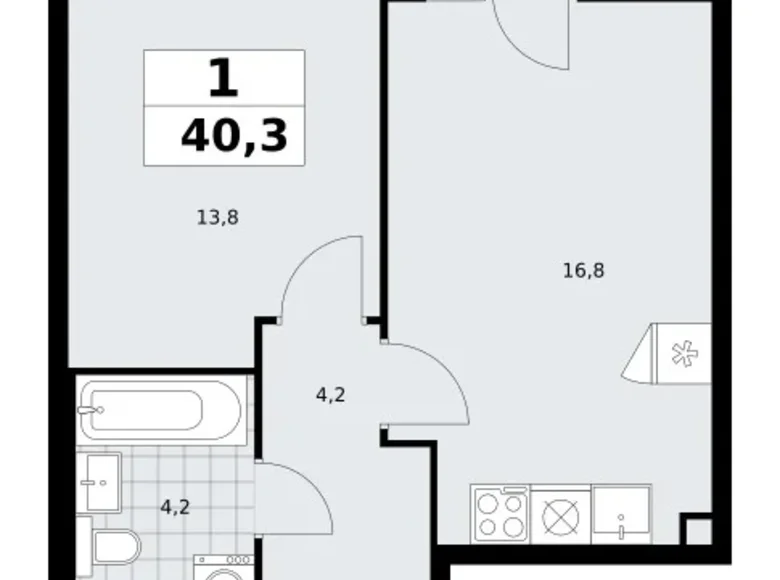 Apartamento 1 habitación 40 m² poselenie Sosenskoe, Rusia