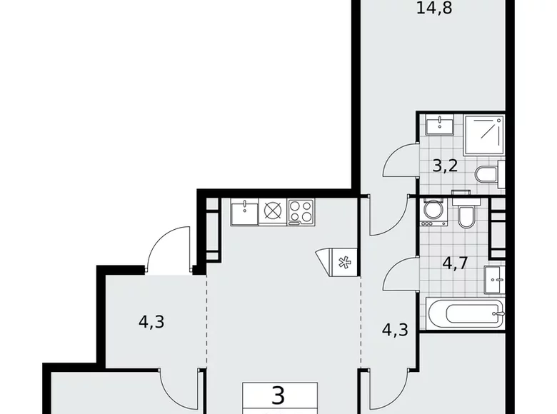 Appartement 3 chambres 81 m² Moscou, Fédération de Russie