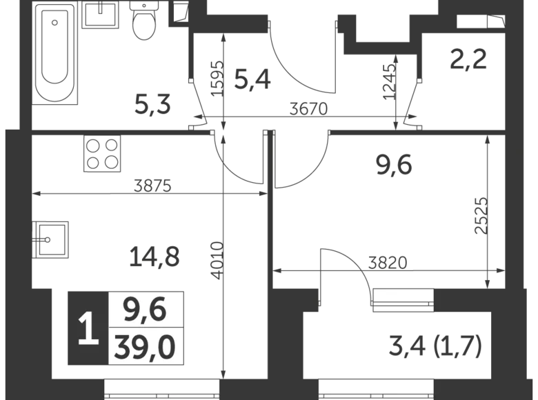 Mieszkanie 1 pokój 39 m² Moskwa, Rosja