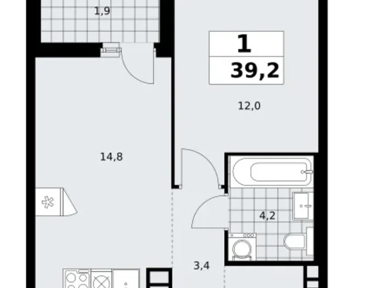 Appartement 1 chambre 39 m² poselenie Sosenskoe, Fédération de Russie