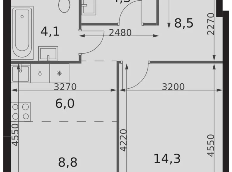 Квартира 2 комнаты 46 м² район Коньково, Россия