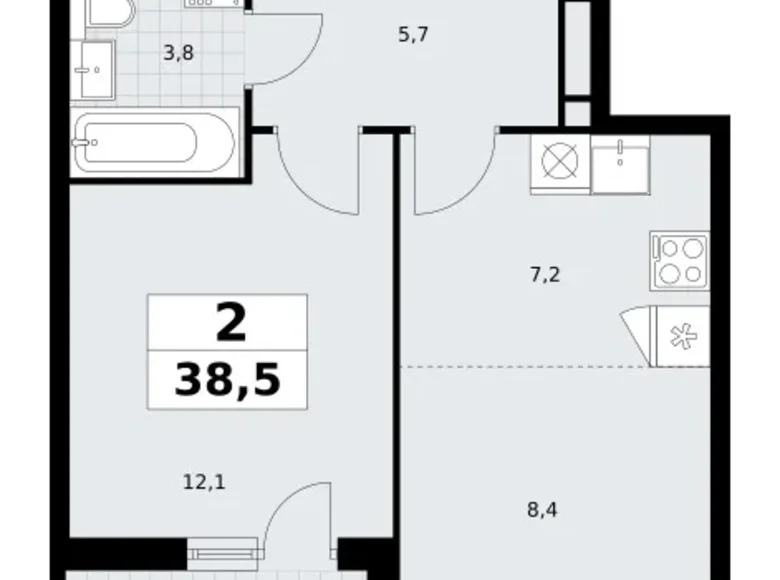 Apartamento 2 habitaciones 39 m² Postnikovo, Rusia