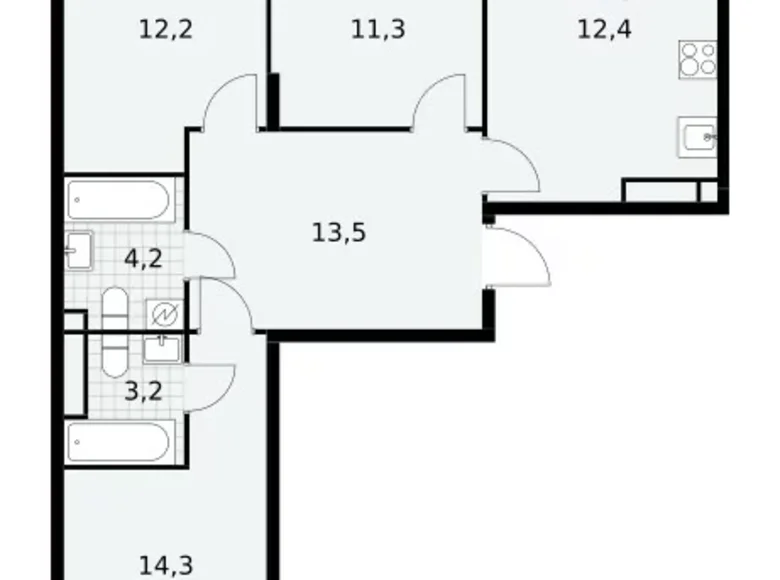 3 room apartment 73 m² poselenie Sosenskoe, Russia