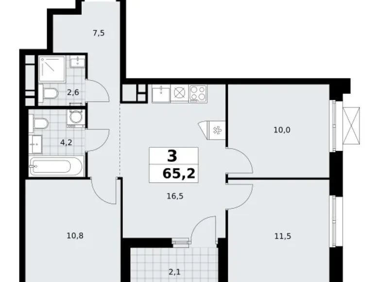 Mieszkanie 3 pokoi 65 m² poselenie Sosenskoe, Rosja