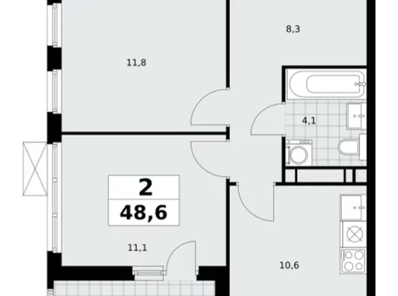 Wohnung 2 Zimmer 49 m² Moskau, Russland