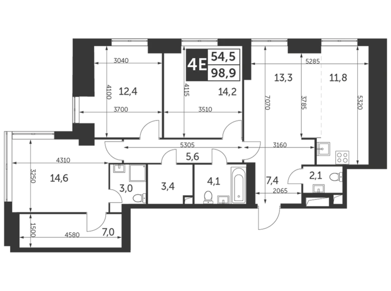 Apartamento 4 habitaciones 99 m² Konkovo District, Rusia