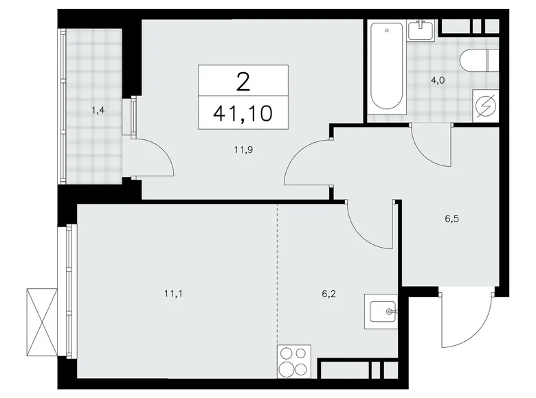 Wohnung 2 zimmer 41 m² poselenie Sosenskoe, Russland