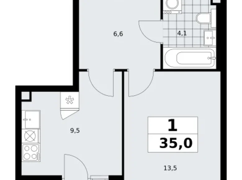 Apartamento 1 habitación 35 m² poselenie Sosenskoe, Rusia