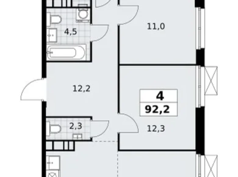 Apartamento 4 habitaciones 92 m² South-Western Administrative Okrug, Rusia