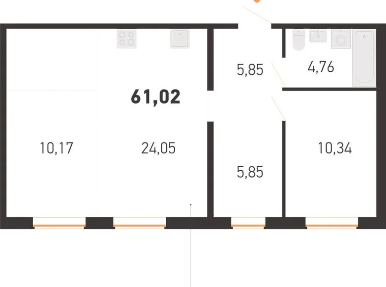 Mieszkanie 3 pokoi 61 m² Kopisca, Białoruś