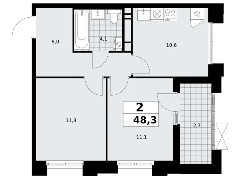 Apartamento 2 habitaciones 48 m² poselenie Sosenskoe, Rusia