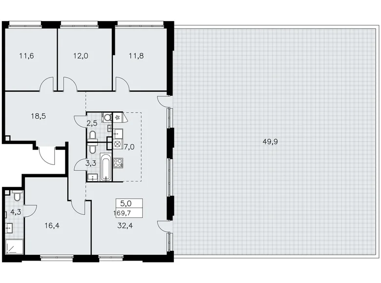 Mieszkanie 5 pokojów 170 m² poselenie Sosenskoe, Rosja