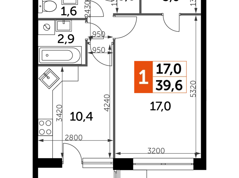 Apartamento 1 habitación 40 m² Veshki, Rusia