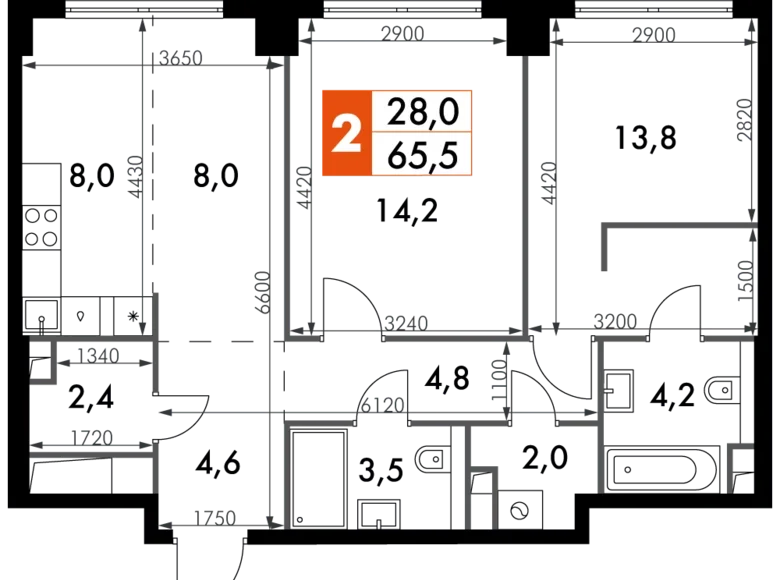 Appartement 3 chambres 66 m² North-Western Administrative Okrug, Fédération de Russie