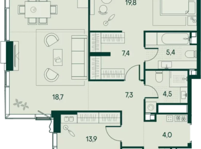 Wohnung 2 zimmer 101 m² Moskau, Russland