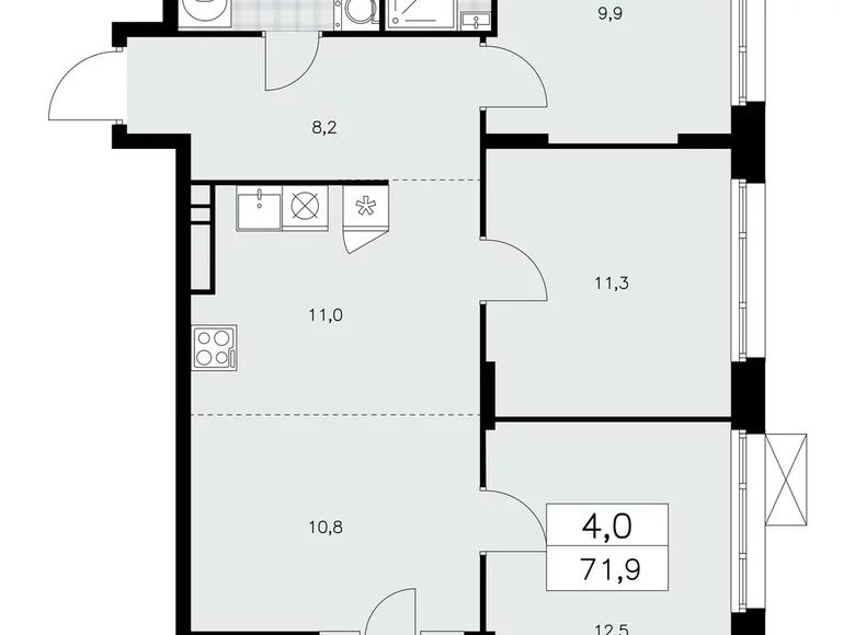 Apartamento 4 habitaciones 72 m² poselenie Sosenskoe, Rusia