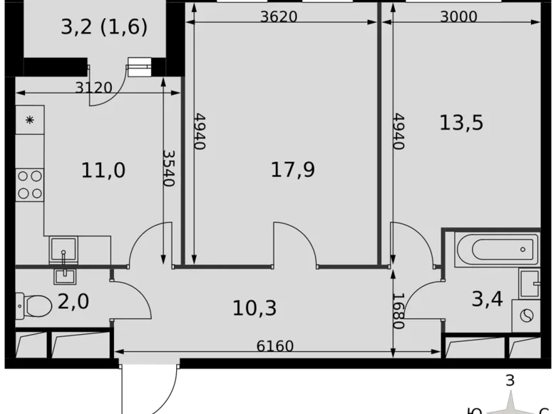 Appartement 2 chambres 60 m² Razvilka, Fédération de Russie