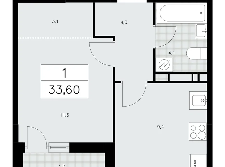 Appartement 1 chambre 34 m² Moscou, Fédération de Russie