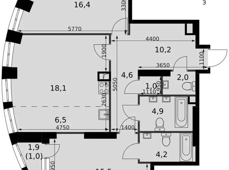 Квартира 3 комнаты 84 м² Северо-Западный административный округ, Россия