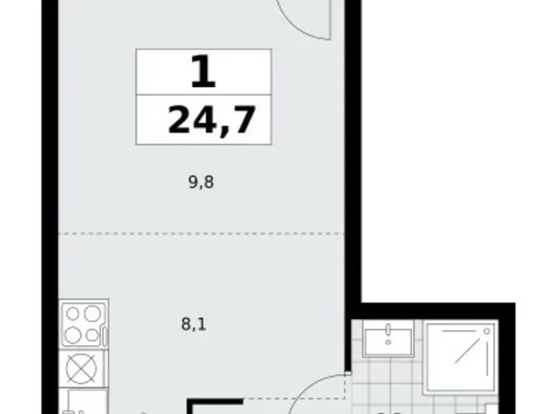 Квартира 1 комната 25 м² поселение Сосенское, Россия