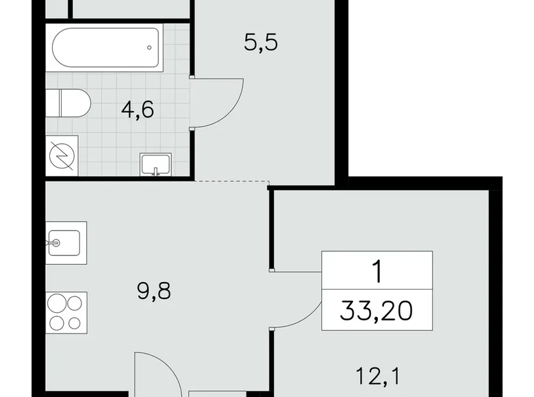 Apartamento 1 habitación 33 m² South-Western Administrative Okrug, Rusia