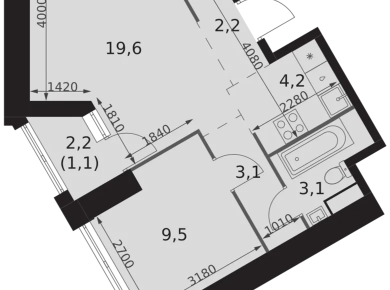 Apartamento 2 habitaciones 43 m² Konkovo District, Rusia