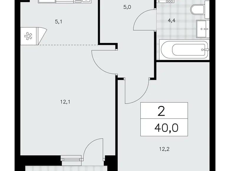 Appartement 2 chambres 40 m² poselenie Sosenskoe, Fédération de Russie