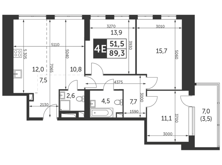 Квартира 4 комнаты 89 м² район Коньково, Россия