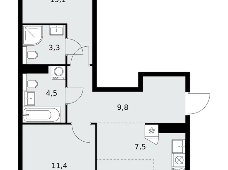 Apartamento 3 habitaciones 61 m² poselenie Sosenskoe, Rusia