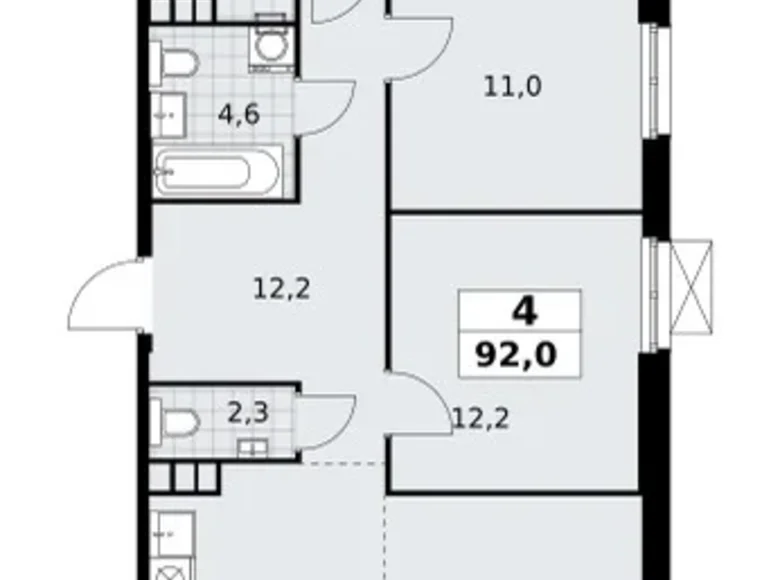 Mieszkanie 4 pokoi 92 m² South-Western Administrative Okrug, Rosja