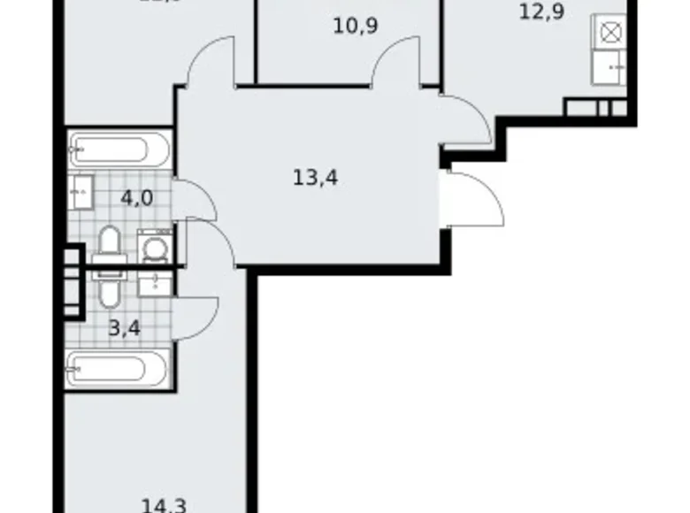 Appartement 3 chambres 73 m² poselenie Sosenskoe, Fédération de Russie