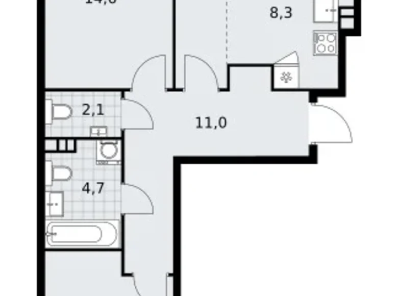 Appartement 3 chambres 70 m² poselenie Sosenskoe, Fédération de Russie