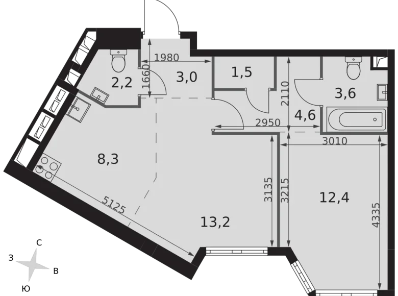 Квартира 2 комнаты 49 м² район Коньково, Россия