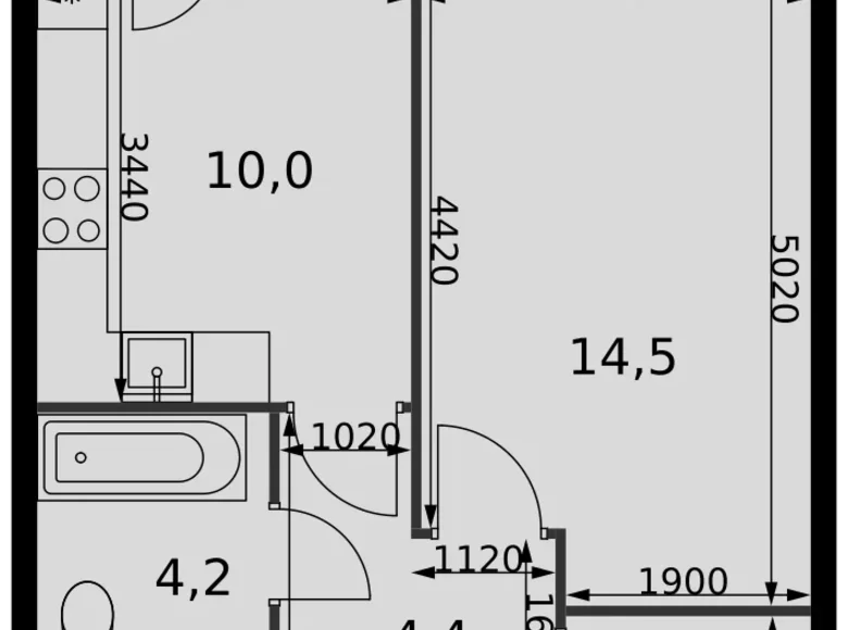 1 room apartment 36 m² Razvilka, Russia