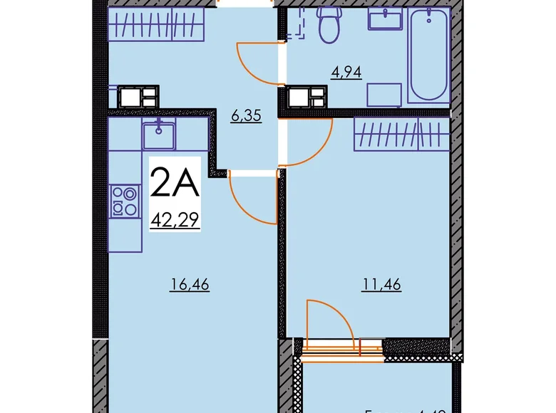 Appartement 2 chambres 42 m² Minsk, Bélarus
