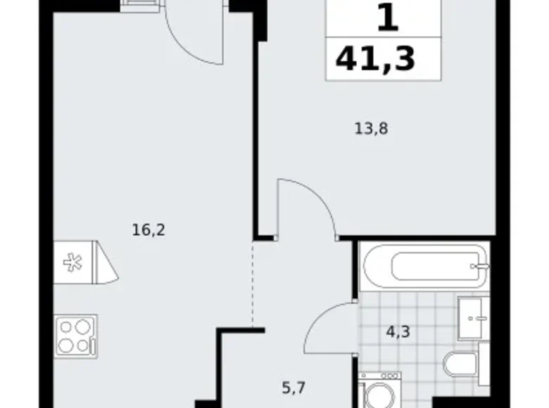 Appartement 1 chambre 41 m² Troïtsk, Russie