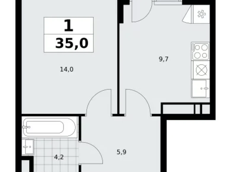 Apartamento 1 habitación 35 m² poselenie Sosenskoe, Rusia