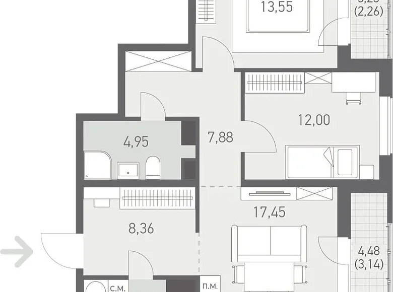 Apartamento 3 habitaciones 73 m² Kopisca, Bielorrusia