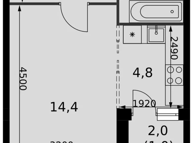 Студия 1 комната 32 м² Развилка, Россия