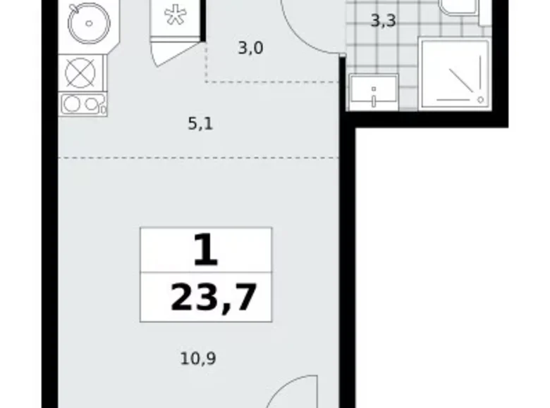 Appartement 1 chambre 24 m² Moscou, Fédération de Russie