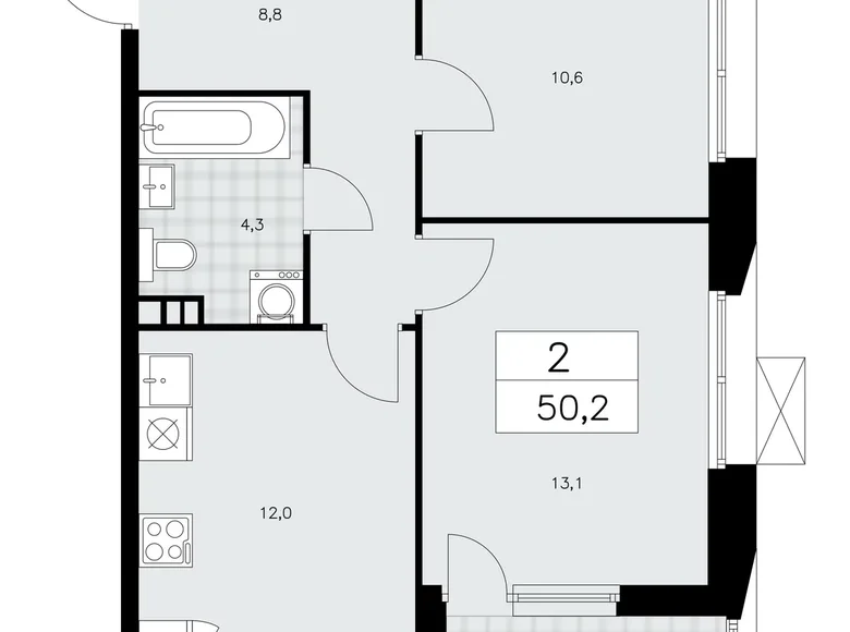 Apartamento 2 habitaciones 50 m² poselenie Sosenskoe, Rusia