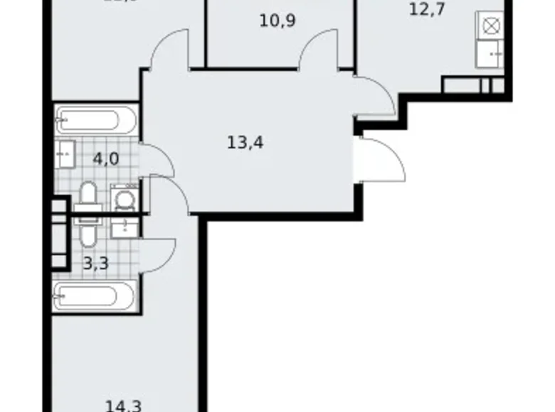 Apartamento 3 habitaciones 73 m² poselenie Sosenskoe, Rusia