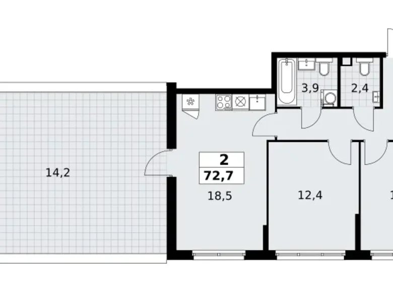 Mieszkanie 2 pokoi 73 m² Postnikovo, Rosja