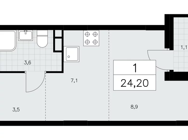 Apartamento 1 habitación 24 m² Moscú, Rusia