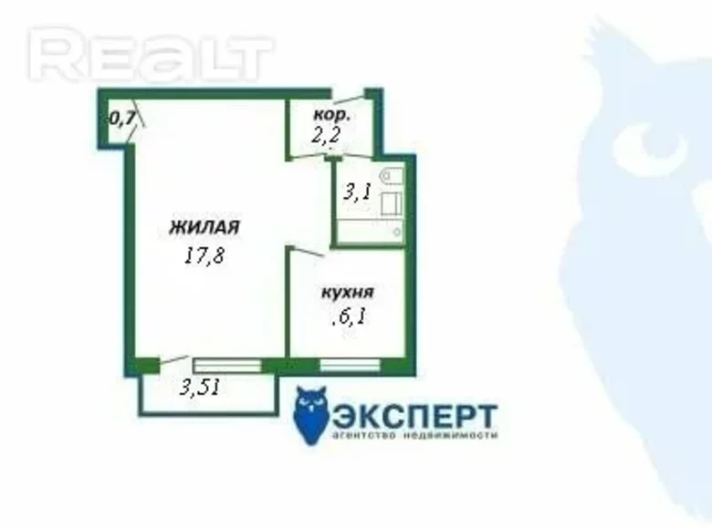 1 room apartment 33 m² Minsk, Belarus