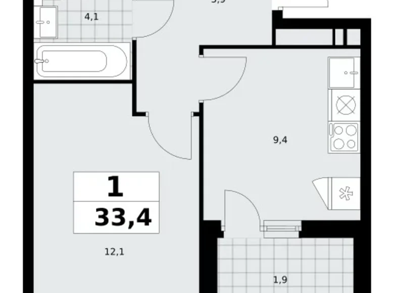 Wohnung 1 zimmer 33 m² Moskau, Russland